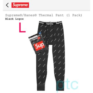 シュプリーム(Supreme)のSupreme/Hanes Thermal pant Black Logos L(レギンス/スパッツ)