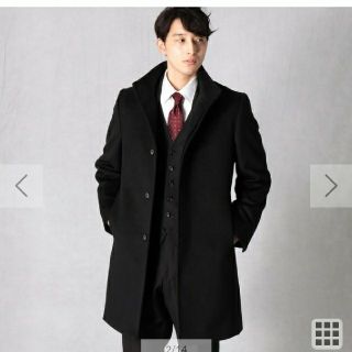 コムサメン(COMME CA MEN)の特別値下げ☆コムサメン　定番黒アンゴライタリアンカラーコート　新品未使用(ステンカラーコート)