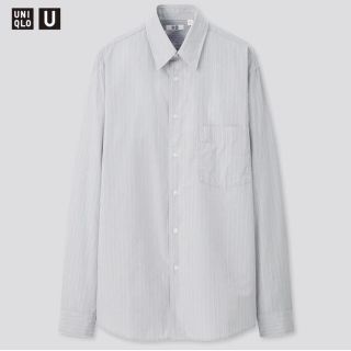 ユニクロ(UNIQLO)のユニクロu ブロードストライプシャツ ブルー M ユニクロユー(シャツ)