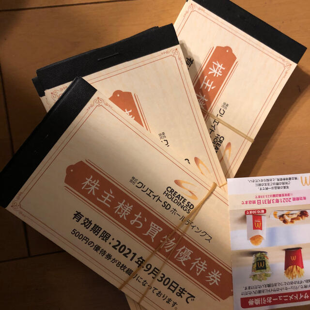 クリエイトSD 株主優待 20枚 10000円分 優待券/割引券 優待券/割引券 ...