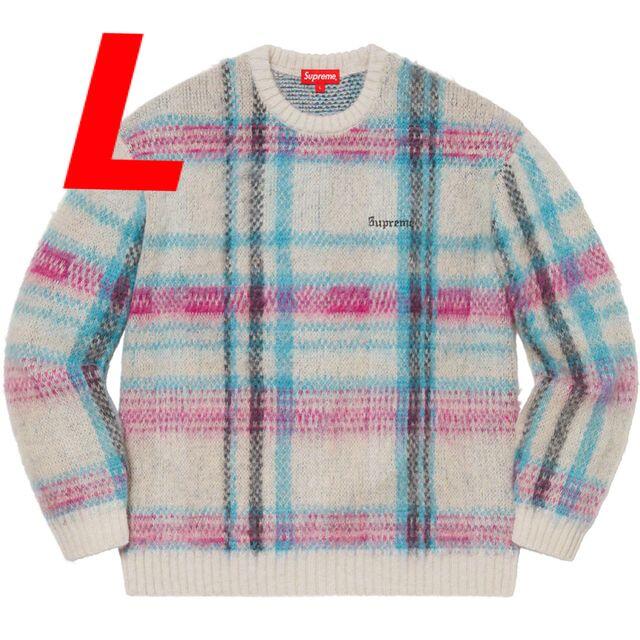 Supreme 20FW Brushed Plaid Sweater White