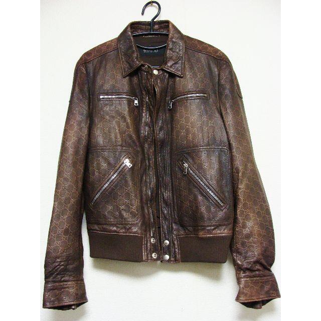 GUCCI - グッチ総GGロゴ柄シマシープラム羊皮革レザーA-2型 GUCCI - グッチ総GGロゴ柄シマシープラム羊皮革レザーA-2型