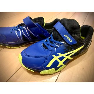 アシックス(asics)の23.5cm アシックス スニーカー 男の子　ブルー　ライムグリーン(スニーカー)