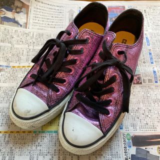 コンバース(CONVERSE)のコンバース ローカット ピンク 派手 メタリック 美品 24(スニーカー)