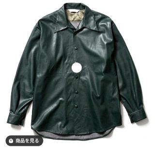 サスクワッチファブリックス(SASQUATCHfabrix.)のsasquatchfabrix. 20aw フェイクレザーシャツ グリーン(シャツ)