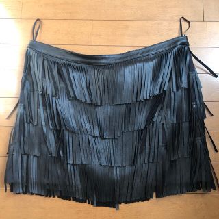 ザラ(ZARA)の新品同様✴︎ザラ 本革フリンジミニスカート　(ミニスカート)