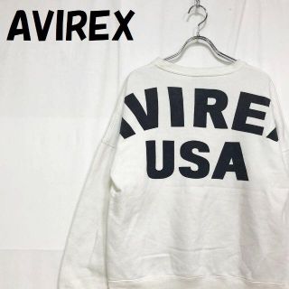 アヴィレックス(AVIREX)の【人気】アヴィレックス 裏起毛 トレーナー バックロゴ ホワイト サイズM(スウェット)