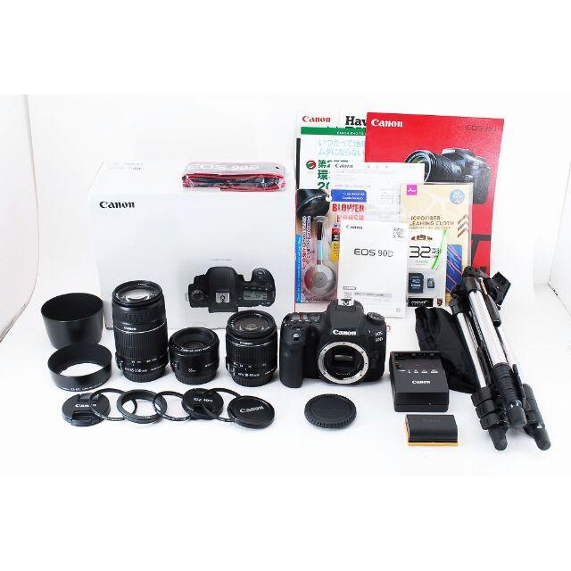 【極上美品★S2000以下】長期保証 EOS 90D 大特価！三脚付！レンズ3本