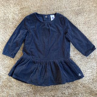 プチバトー(PETIT BATEAU)のプチバトー☆コーデュロイ☆ワンピース☆ネイビー☆74センチ(ワンピース)