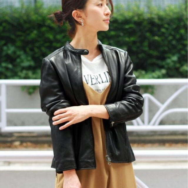 送料込み Relume サイズ36 DYEラムレザーシングルライダースジャケット-