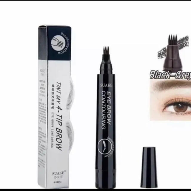 【話題】3D 眉毛タトゥーペン スケッチ液体 アイブロウペンシル　ブラックグレー コスメ/美容のベースメイク/化粧品(アイブロウペンシル)の商品写真
