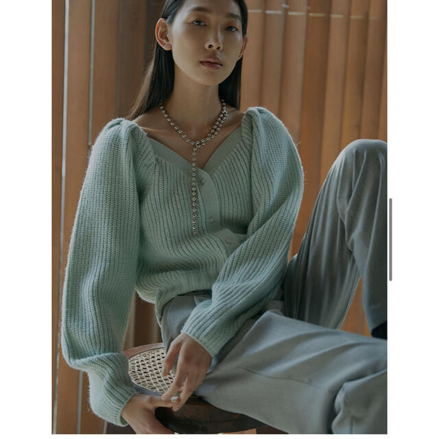 Ameri VINTAGE(アメリヴィンテージ)の新品　Ameri vintage 2way puff cardigan ミント レディースのトップス(カーディガン)の商品写真