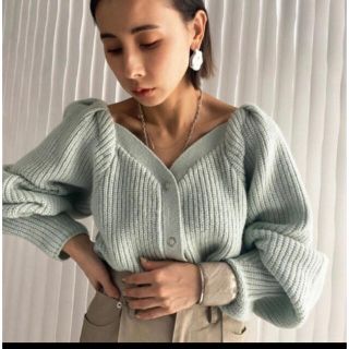 アメリヴィンテージ(Ameri VINTAGE)の新品　Ameri vintage 2way puff cardigan ミント(カーディガン)