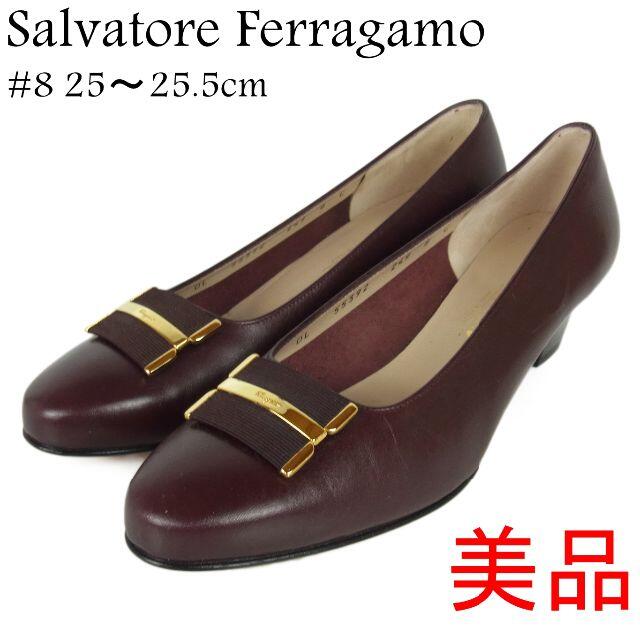 Salvatore Ferragamo(サルヴァトーレフェラガモ)のフェラガモ 美品 #8 ヴァラ レザー ローヒール パンプス ヒール レディースの靴/シューズ(ハイヒール/パンプス)の商品写真