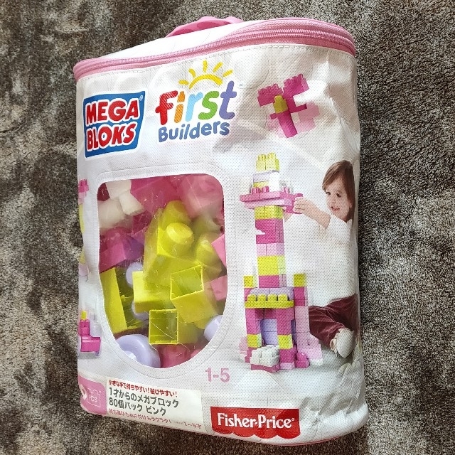 Fisher-Price(フィッシャープライス)の【値下げ】メガブロック ファーストビルダーズ 80個バック ピンク キッズ/ベビー/マタニティのおもちゃ(積み木/ブロック)の商品写真