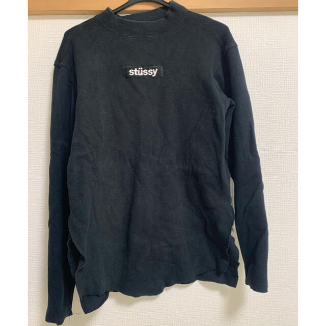 STUSSY(ステューシー)のSTUSSY  サイドスリットモックネックリブカットソー 黒S[値下げ！] レディースのトップス(ニット/セーター)の商品写真