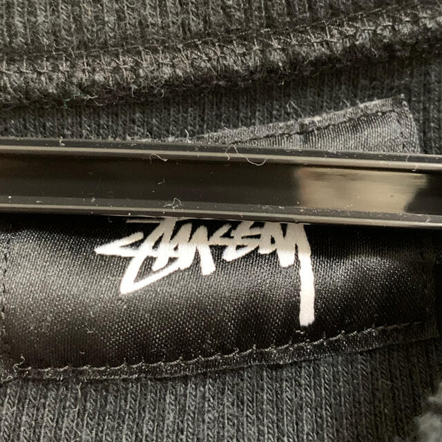 STUSSY(ステューシー)のSTUSSY  サイドスリットモックネックリブカットソー 黒S[値下げ！] レディースのトップス(ニット/セーター)の商品写真