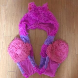 美品❤️ディズニー チシャ猫 チェシャ猫マフラー 帽子 手袋付きマフラー