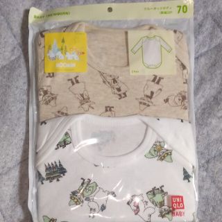 ユニクロ(UNIQLO)の【70size新品】 ムーミン MOOMIN　クルーネックボディ　ユニクロ　二枚(ロンパース)