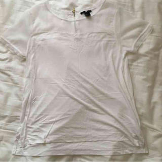エイチアンドエム(H&M)の半袖 シースルー ホワイト 白(Tシャツ(半袖/袖なし))