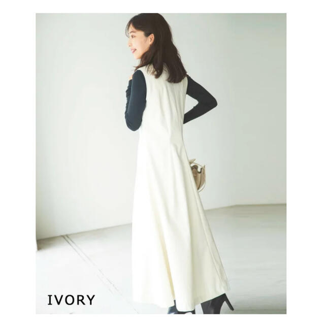 【BASEMENT】フレアジャンパースカート（ivory） レディースのワンピース(ロングワンピース/マキシワンピース)の商品写真