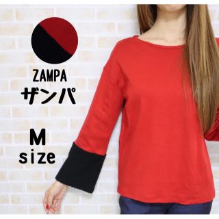 ザンパ(zampa)のzampa ザンパ　ヴィンテージ レトロデザインカットソー　袖切り替えニット素材(カットソー(長袖/七分))