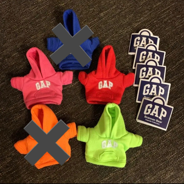 GAP(ギャップ)の《☆様専用》ガチャ　ガチャガチャ　パーカー　ピンク　赤　緑 エンタメ/ホビーのおもちゃ/ぬいぐるみ(キャラクターグッズ)の商品写真