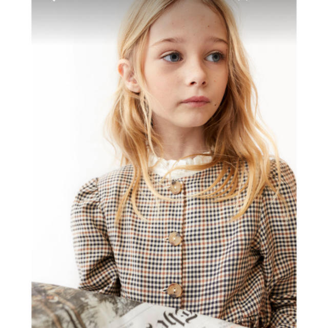 ZARA KIDS(ザラキッズ)のzara  kids ギンガムチェックガンクラブチェック  パフスリーブブラウス キッズ/ベビー/マタニティのキッズ服女の子用(90cm~)(ブラウス)の商品写真