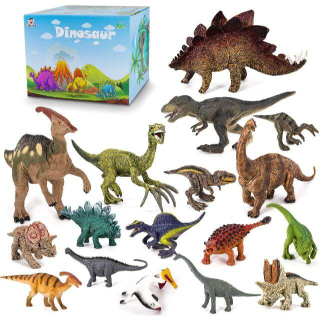 恐竜フィギュア おもちゃ 17点セット 誕生日 プレゼント 収納ボックス付き