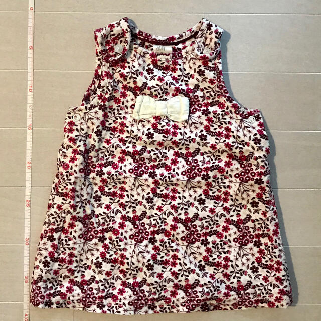 H&M(エイチアンドエム)のコーデュロイ　花柄　ワンピース　ピンク　紫　H&M 4-6M キッズ/ベビー/マタニティのベビー服(~85cm)(ワンピース)の商品写真