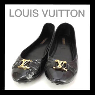 ルイヴィトン(LOUIS VUITTON)の美品 正規 本物 ルイヴィトンフラットシューズ ロゴ ビット　入学式(バレエシューズ)