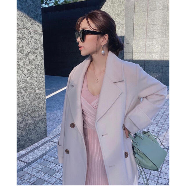 茄子紺 eimy istoire ロングダブルチェスターコート エイミー