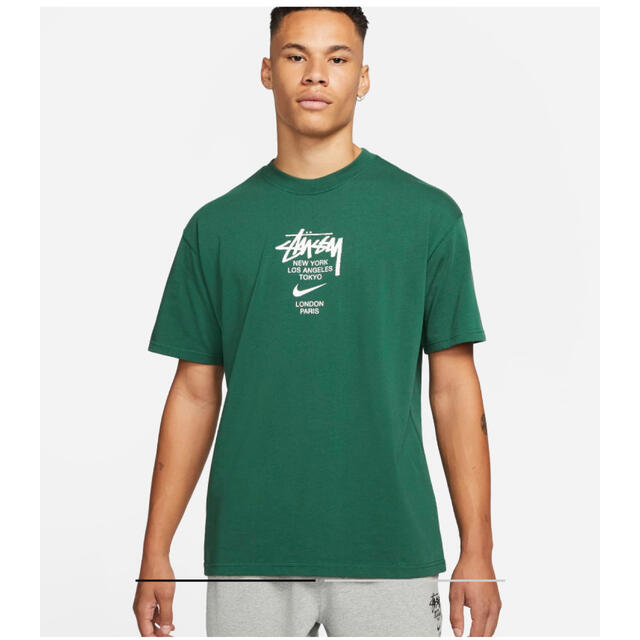 NIKE×STUSSY Tシャツ グリーン Lサイズ - Tシャツ/カットソー(半袖/袖なし)
