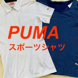 プーマ(PUMA)のプーマ ＰUMA スポーツ シャツ ２枚 白 紺 ストレッチ  M ネイビー(ポロシャツ)