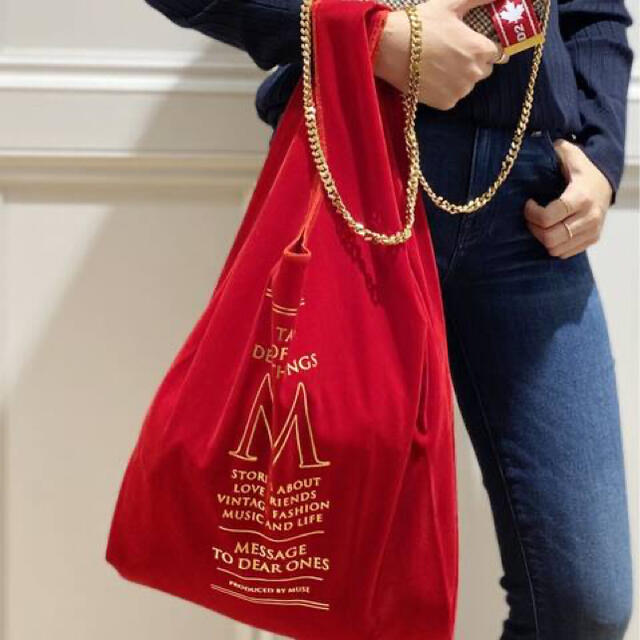 DEUXIEME CLASSE(ドゥーズィエムクラス)の【BONJOUR MADAME/ボンジュール マダム】 ベロアBAG レッド レディースのバッグ(トートバッグ)の商品写真