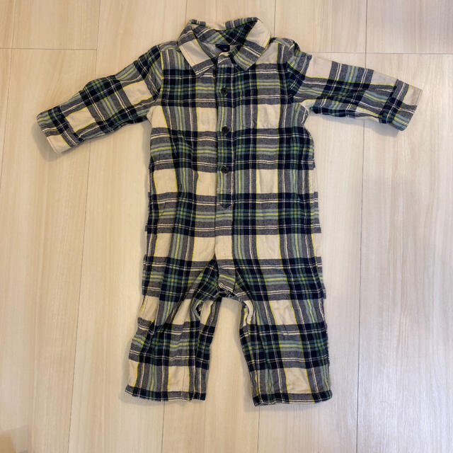 babyGAP(ベビーギャップ)の80cm babygapチェック　つなぎ　ロンパース　長袖 キッズ/ベビー/マタニティのベビー服(~85cm)(ロンパース)の商品写真