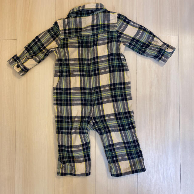 babyGAP(ベビーギャップ)の80cm babygapチェック　つなぎ　ロンパース　長袖 キッズ/ベビー/マタニティのベビー服(~85cm)(ロンパース)の商品写真