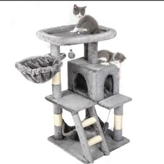 キャットタワー 多頭飼い猫タワー 遊び場 天然サイザル麻紐 ハンモック 階段(猫)