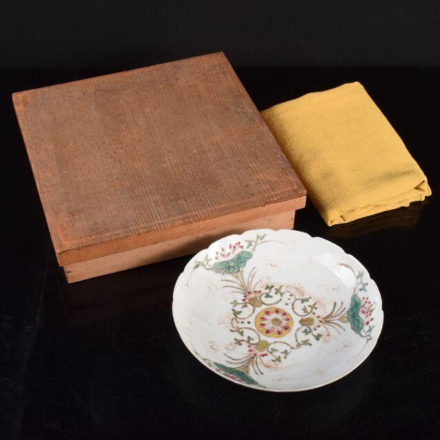 ビッグ割引 粉彩 大清光緒年製 中国 花文輪花盤 時代箱 皿 工芸品