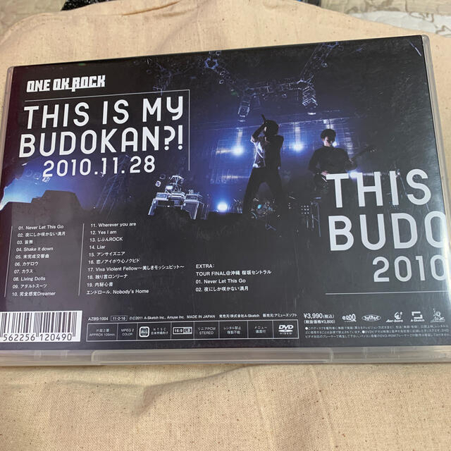 ONE OK ROCK(ワンオクロック)のLIVE　DVD「THIS　IS　MY　BUDOKAN？！　2010．11．28 エンタメ/ホビーのDVD/ブルーレイ(ミュージック)の商品写真