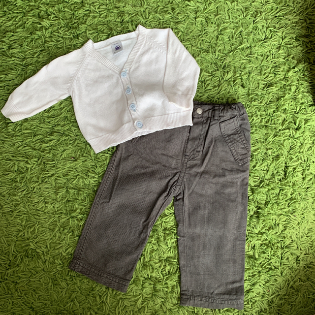 PETIT BATEAU(プチバトー)のプチバトー　お出かけセット♡ カーディガン＆パンツ キッズ/ベビー/マタニティのキッズ服男の子用(90cm~)(パンツ/スパッツ)の商品写真