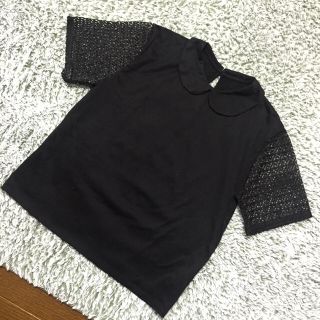 ドットアンドストライプスチャイルドウーマン(Dot&Stripes CHILDWOMAN)の黒トップス※本日限定値下げ(シャツ/ブラウス(半袖/袖なし))