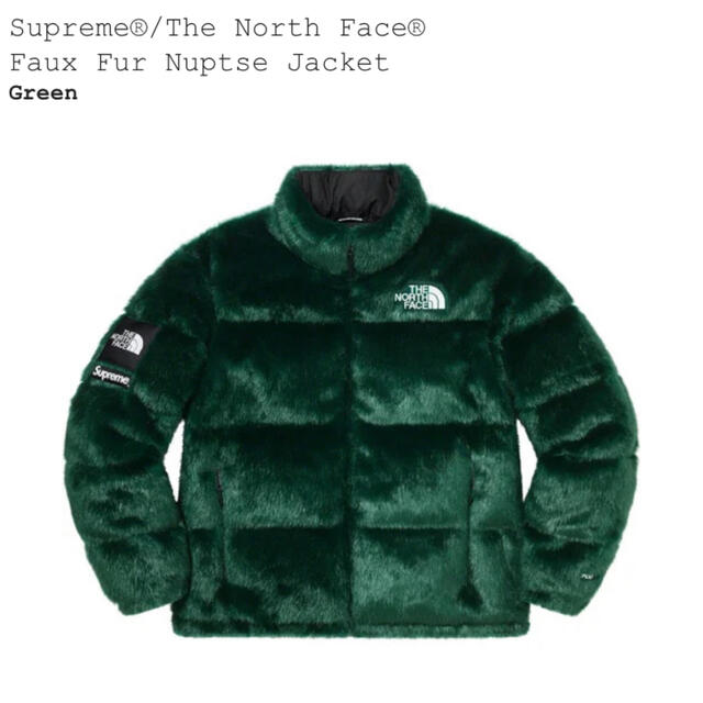 Supreme(シュプリーム)のThe North Face Faux Fur Nuptse Jacket 緑 メンズのジャケット/アウター(ダウンジャケット)の商品写真