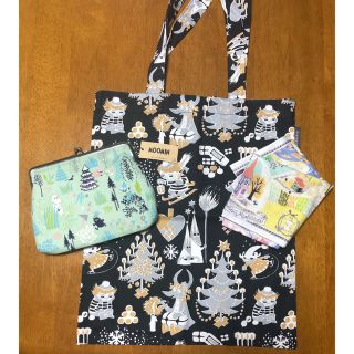 ムーミン バッグ がま口ポーチ 大判ハンカチの3点セット(キャラクターグッズ)