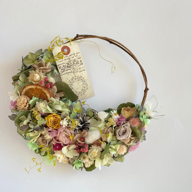春♪ カフェ風〜 紫陽花 ドライフラワー リース #209 【残りわずか】 52.0%OFF ひまわり&紫陽花 ドライフラワーリース