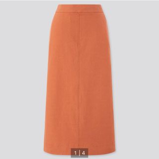 ユニクロ(UNIQLO)の【新品未使用】ユニクロ デニムジャージ スカート オレンジ L(ロングスカート)