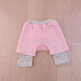 ニシマツヤ(西松屋)のフリース パンツ ズボン 60-70 ピンク 女の子 美品(パンツ)