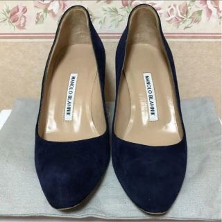 マノロブラニク(MANOLO BLAHNIK)のマノロブラニク  パンプス スエード ネイビー　チャンキーヒール　36 (ハイヒール/パンプス)