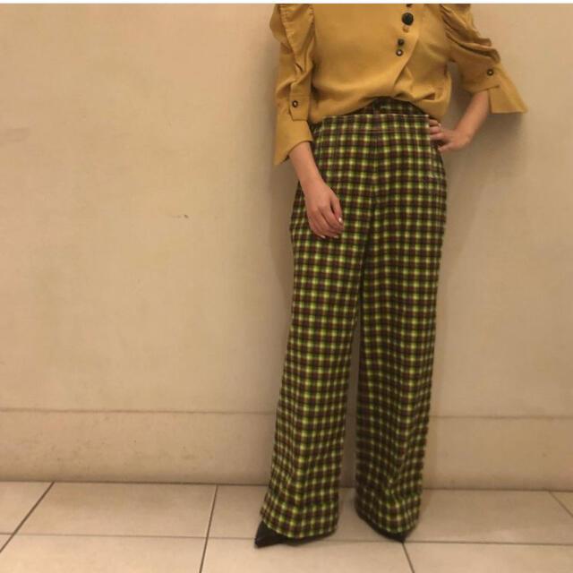 安心 保証 toga pulla チェック パンツ レザー ベルト リボン