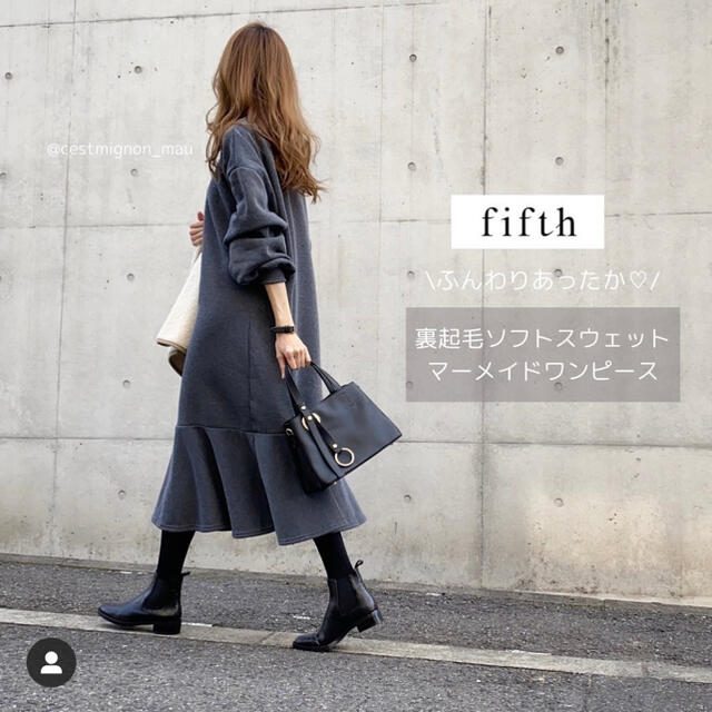 fifth - fifth 裏起毛ソフトスウェットマーメイドワンピース グレーの